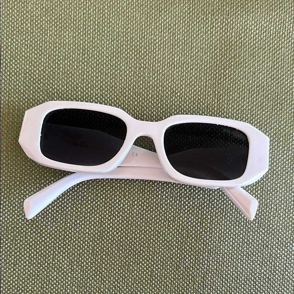 Prada White Rectangular Sunglasses - image 1